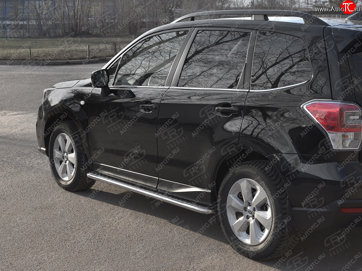 22 999 р. Пороги SLITKOFF d42 с листом Subaru Forester SJ рестайлинг (2016-2019) (лист алюминий, труба сталь)  с доставкой в г. Самара
