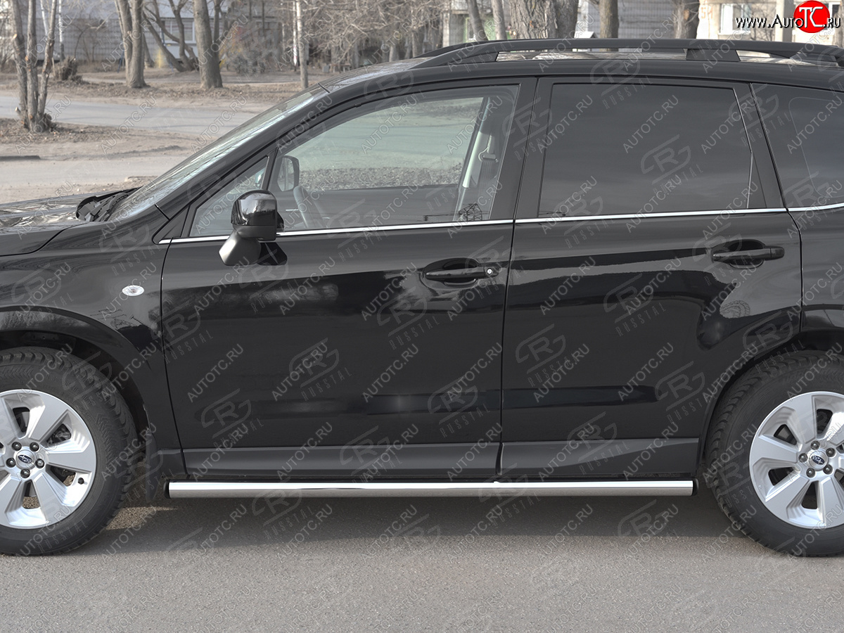 18 799 р. Защита порогов на SLITKOFF труба d63 Subaru Forester SJ рестайлинг (2016-2019) (защита порогов с заглушками на торцах)  с доставкой в г. Самара