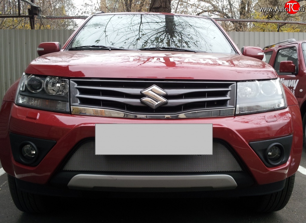 1 539 р. Сетка на бампер Russtal (хром) Suzuki Grand Vitara JT 5 дверей 2-ой рестайлинг (2012-2016)  с доставкой в г. Самара