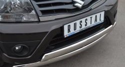 16 999 р. Защита переднего бампера (2 трубыØ75х42 мм, нержавейка) Russtal Suzuki Grand Vitara JT 5 дверей 2-ой рестайлинг (2012-2016)  с доставкой в г. Самара. Увеличить фотографию 2