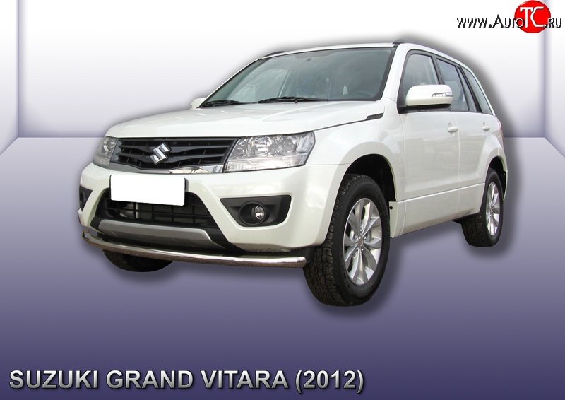 10 849 р. Одинарная защита переднего бампера из трубы диаметром 57 мм Slitkoff Suzuki Grand Vitara JT 5 дверей 2-ой рестайлинг (2012-2016) (Цвет: нержавеющая полированная сталь)  с доставкой в г. Самара