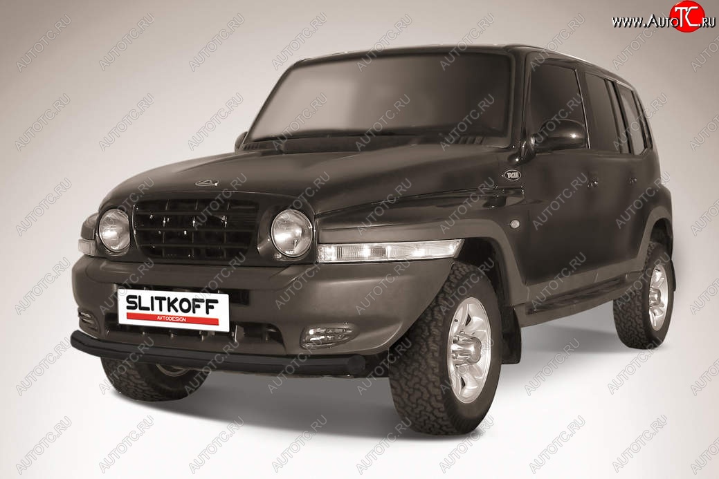8 849 р. Защита переднего бампера Slitkoff (d76 мм) ТАГАЗ Tager 5d (2008-2012) (Сталь с полимерным покрытием. Цвет: чёрный)  с доставкой в г. Самара