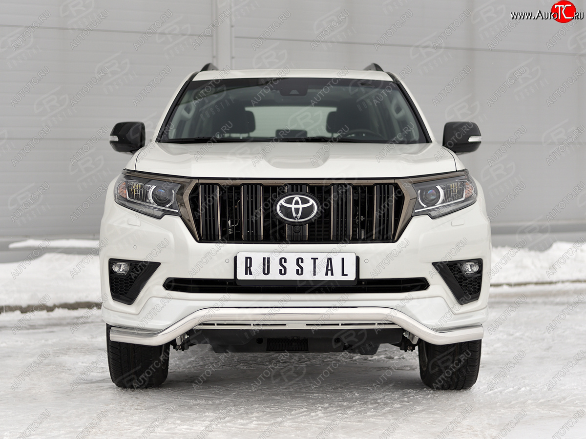 17 799 р. Защита переднего бампера (Ø63 мм волна, нержавейка, BLACK ONYX) SLITKOFF Toyota Land Cruiser Prado J150 3-ий рестайлинг (2020-2025)  с доставкой в г. Самара