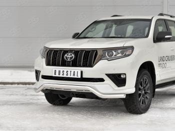 17 799 р. Защита переднего бампера (Ø63 мм волна, нержавейка, BLACK ONYX) SLITKOFF Toyota Land Cruiser Prado J150 3-ий рестайлинг (2020-2025)  с доставкой в г. Самара. Увеличить фотографию 2