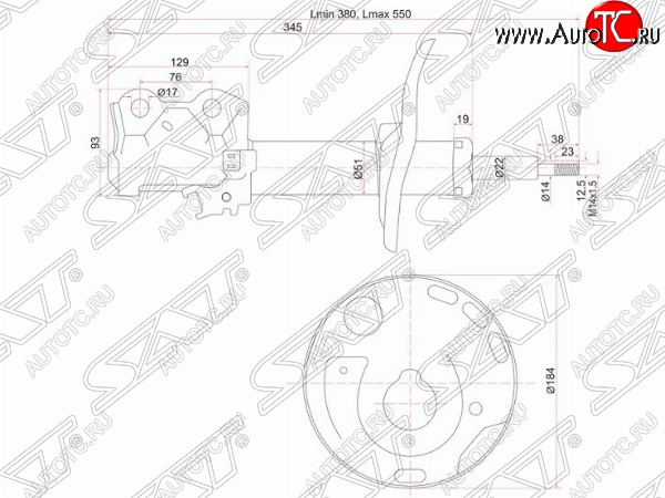 3 699 р. Левый амортизатор передний SAT Toyota Blade хэтчбек (2006-2012)  с доставкой в г. Самара