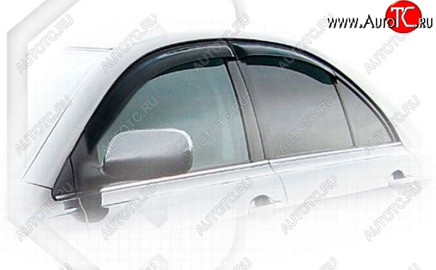 2 159 р. Дефлектора окон CA-Plastic Toyota Avensis T250 седан дорестайлинг (2003-2006) (Classic полупрозрачный, Без хром.молдинга, Крепление только на скотч)  с доставкой в г. Самара