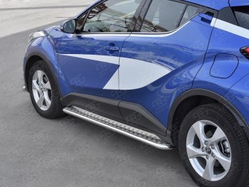 13 399 р. Пороги труба d42 с листом Russtal Toyota C-HR NGX10, ZGX10 дорестайлинг (2016-2019) (Лист алюм, проф. нерж)  с доставкой в г. Самара. Увеличить фотографию 3