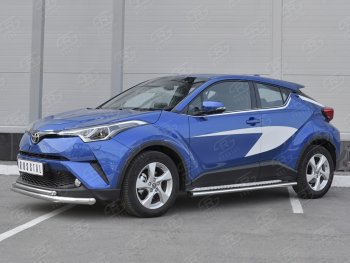 17 699 р. Защита переднего бампера (2 трубы Ø63 и 42 мм, нержавейка) SLITKOFF Toyota C-HR NGX10, ZGX10 дорестайлинг (2016-2019)  с доставкой в г. Самара. Увеличить фотографию 2