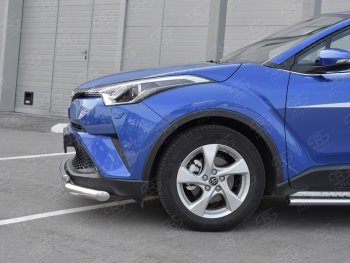 17 699 р. Защита переднего бампера (2 трубы Ø63 и 42 мм, нержавейка) SLITKOFF Toyota C-HR NGX10, ZGX10 дорестайлинг (2016-2019)  с доставкой в г. Самара. Увеличить фотографию 3