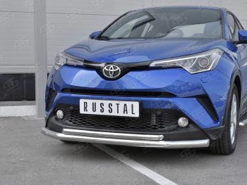 17 699 р. Защита переднего бампера (2 трубы Ø63 и 42 мм, нержавейка) SLITKOFF Toyota C-HR NGX10, ZGX10 дорестайлинг (2016-2019)  с доставкой в г. Самара. Увеличить фотографию 4