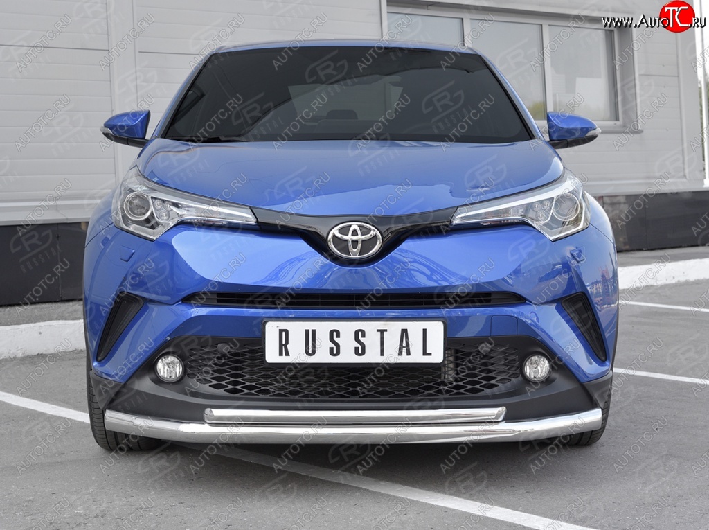 17 699 р. Защита переднего бампера (2 трубы Ø63 и 42 мм, нержавейка) SLITKOFF Toyota C-HR NGX10, ZGX10 дорестайлинг (2016-2019)  с доставкой в г. Самара