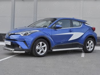 23 549 р. Защита переднего бампера (Ø63 мм с клыками, нержавейка) SLITKOFF Toyota C-HR NGX10, ZGX10 дорестайлинг (2016-2019)  с доставкой в г. Самара. Увеличить фотографию 2
