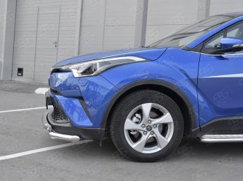 23 549 р. Защита переднего бампера (Ø63 мм с клыками, нержавейка) SLITKOFF Toyota C-HR NGX10, ZGX10 дорестайлинг (2016-2019)  с доставкой в г. Самара. Увеличить фотографию 3