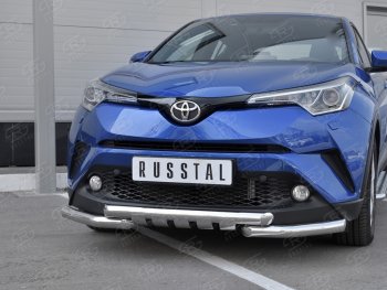 23 549 р. Защита переднего бампера (Ø63 мм с клыками, нержавейка) SLITKOFF Toyota C-HR NGX10, ZGX10 дорестайлинг (2016-2019)  с доставкой в г. Самара. Увеличить фотографию 4