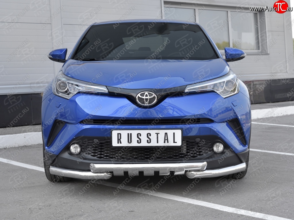 23 549 р. Защита переднего бампера (Ø63 мм с клыками, нержавейка) SLITKOFF Toyota C-HR NGX10, ZGX10 дорестайлинг (2016-2019)  с доставкой в г. Самара