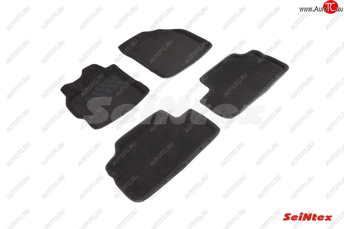 5 449 р. Комплект ворсовых ковриков в салон Seintex (3D)  Toyota Corolla ( E150,  E140) (2006-2013) седан дорестайлинг, седан рестайлинг (Черный)  с доставкой в г. Самара