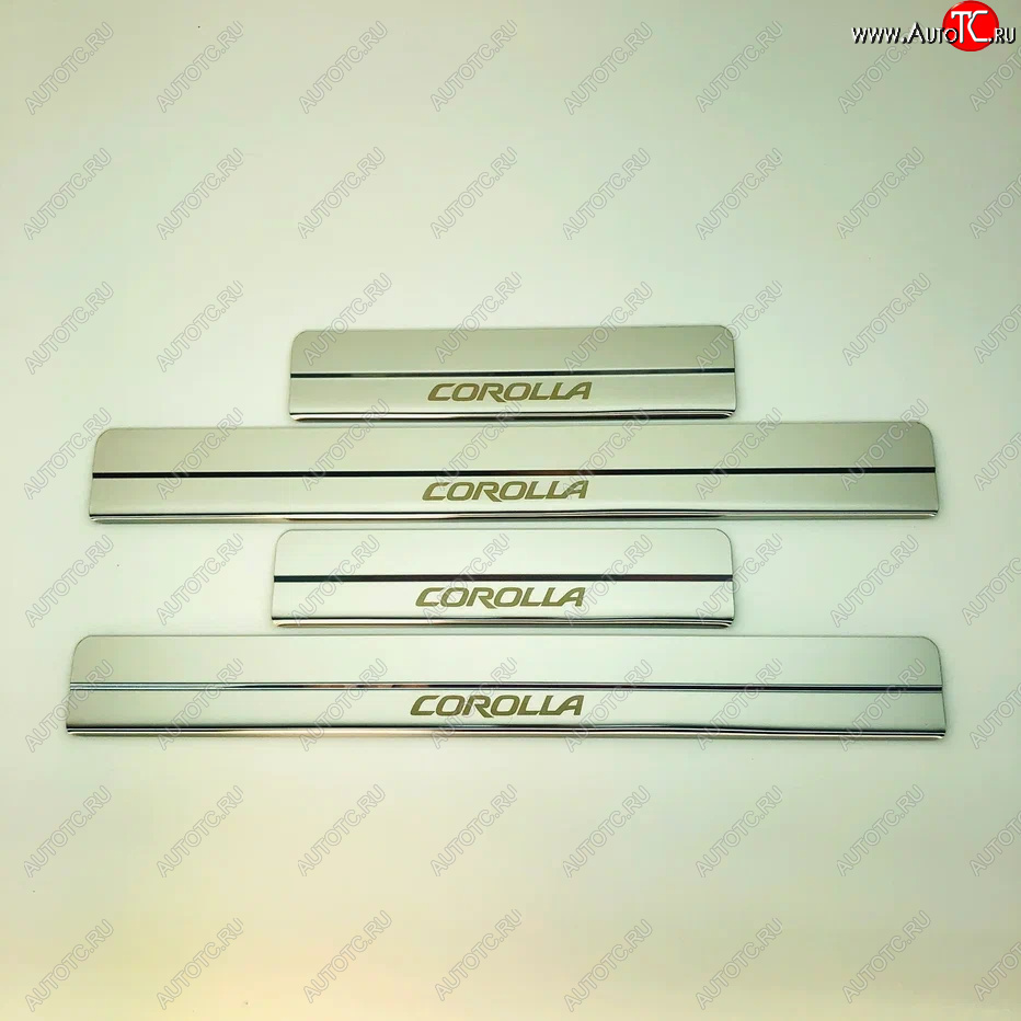 2 199 р. Накладки порожков салона INOX Toyota Corolla E210 хэтчбэк 5 дв. дорестайлинг (2018-2022) (Нержавеющая сталь)  с доставкой в г. Самара