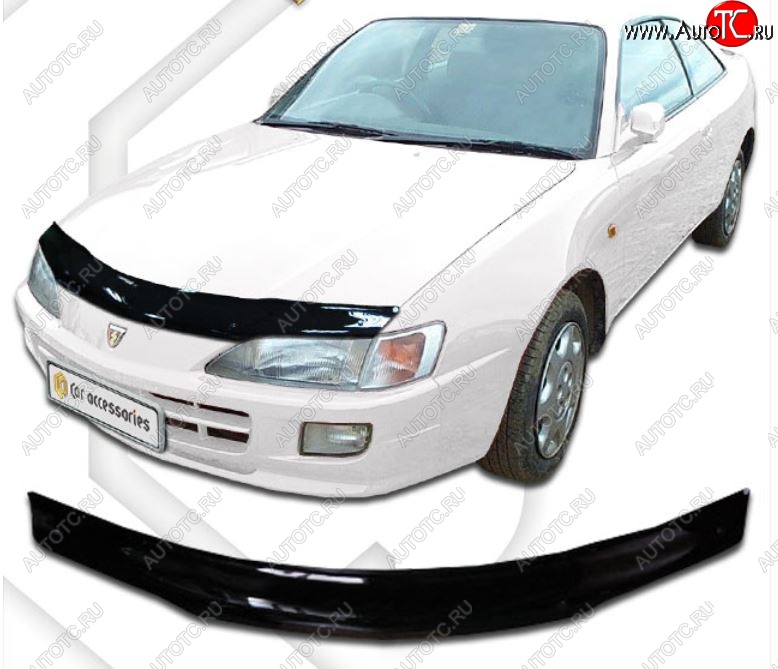 2 079 р. Дефлектор капота CA-Plastic Toyota Corolla Levin E110 купе рестайлинг (1997-2000) (Classic черный, Без надписи)  с доставкой в г. Самара