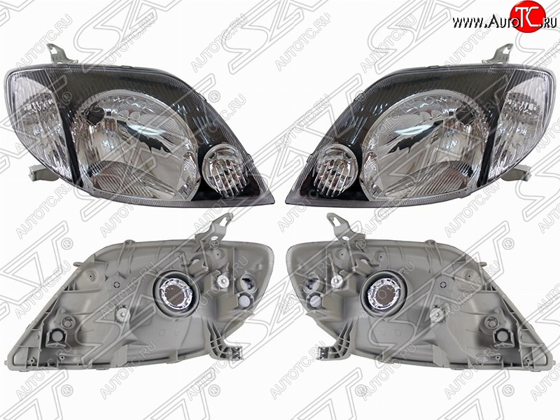 7 799 р. Фара передняя SAT (комплект, черные) Toyota Corolla E120 универсал дорестайлинг (2000-2004)  с доставкой в г. Самара