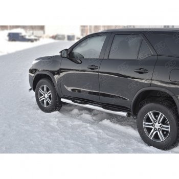 22 549 р. Пороги труба d76 с накладкой (v2) SLITKOFF Toyota Fortuner AN160 дорестайлинг (2015-2020)  с доставкой в г. Самара. Увеличить фотографию 2