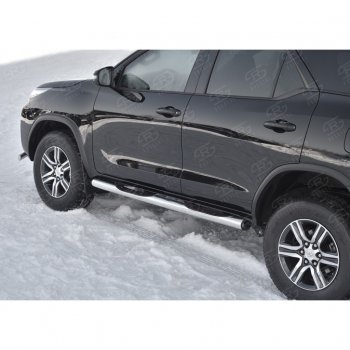 22 549 р. Пороги труба d76 с накладкой (v2) SLITKOFF Toyota Fortuner AN160 дорестайлинг (2015-2020)  с доставкой в г. Самара. Увеличить фотографию 3