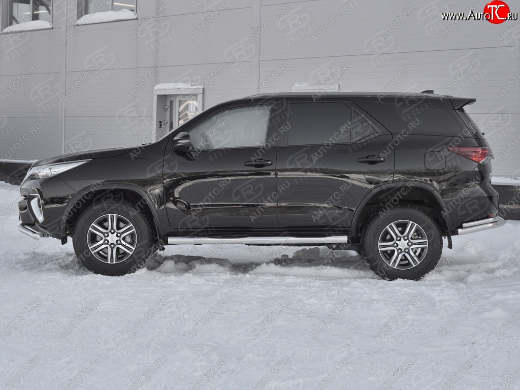 22 549 р. Пороги труба d76 с накладкой (v2) SLITKOFF Toyota Fortuner AN160 дорестайлинг (2015-2020)  с доставкой в г. Самара