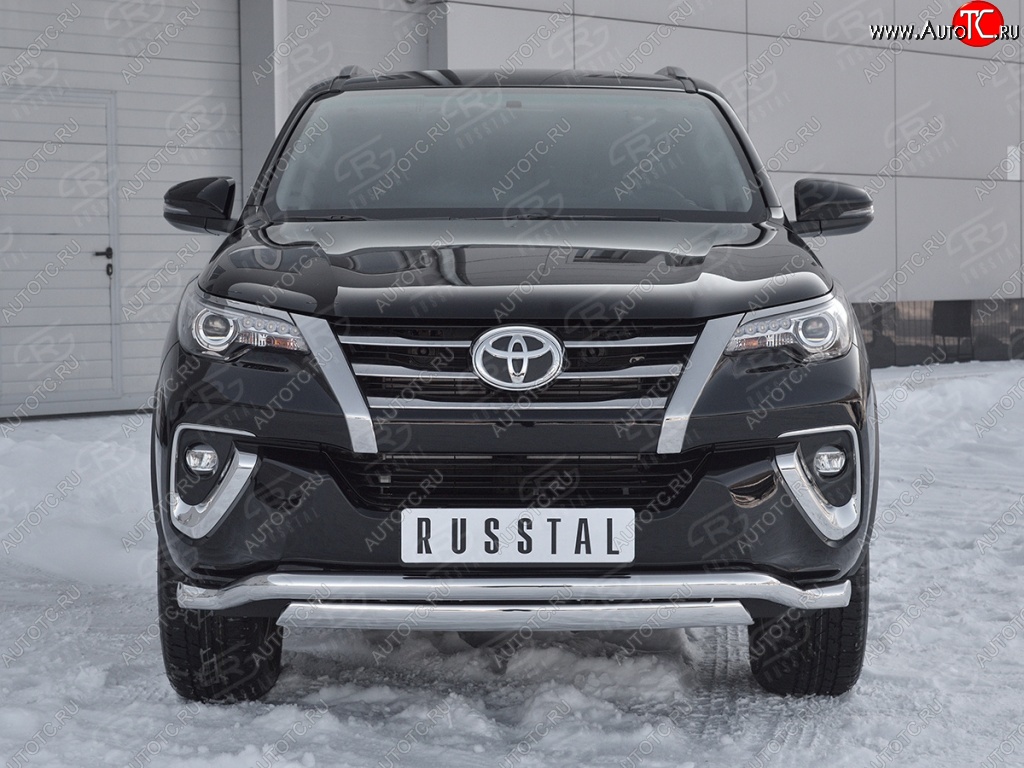 19 899 р. Защита переднего бампера (2 трубы Ø63 и 75х42 мм, нержавейка) Russtal Toyota Fortuner AN160 дорестайлинг (2015-2020)  с доставкой в г. Самара