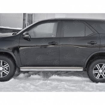 22 999 р. Широкая защита порогов с трубой диаметром 42 мм SLITKOFF v2 Toyota Fortuner AN160 дорестайлинг (2015-2020)  с доставкой в г. Самара. Увеличить фотографию 3