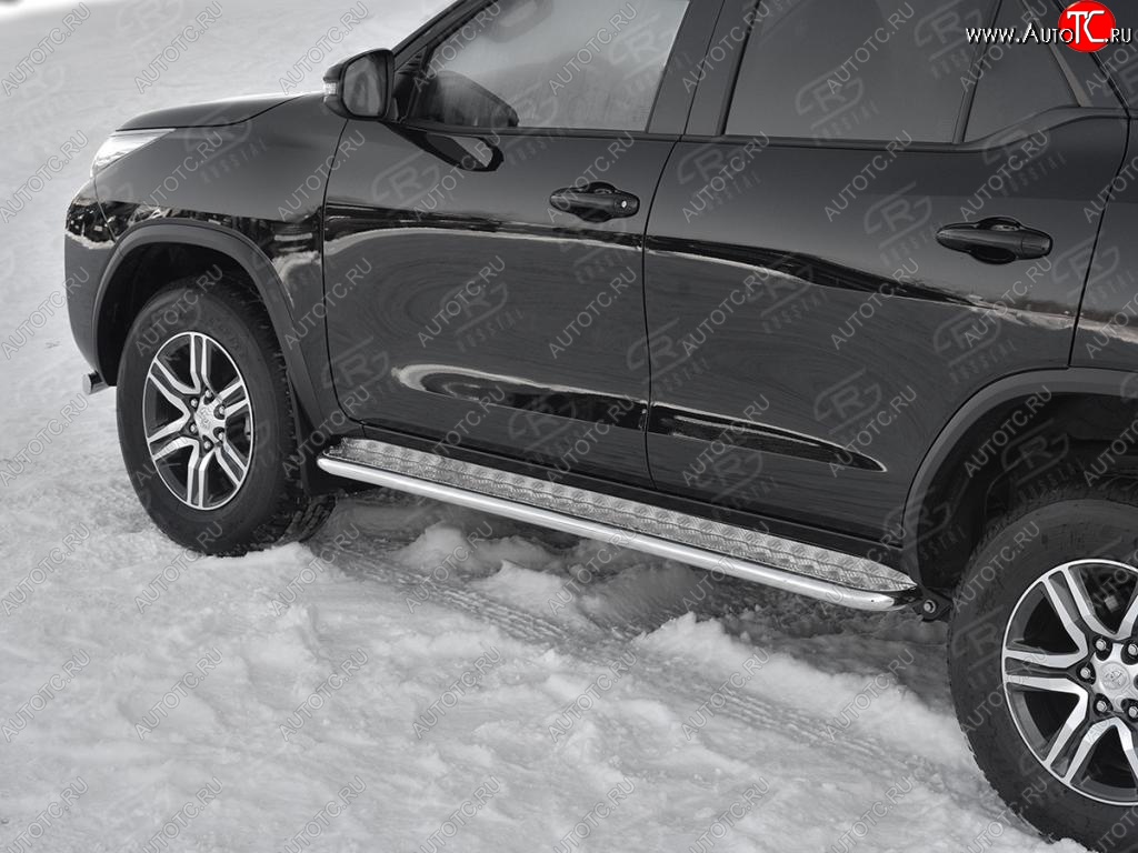 22 999 р. Широкая защита порогов с трубой диаметром 42 мм SLITKOFF v2 Toyota Fortuner AN160 дорестайлинг (2015-2020)  с доставкой в г. Самара