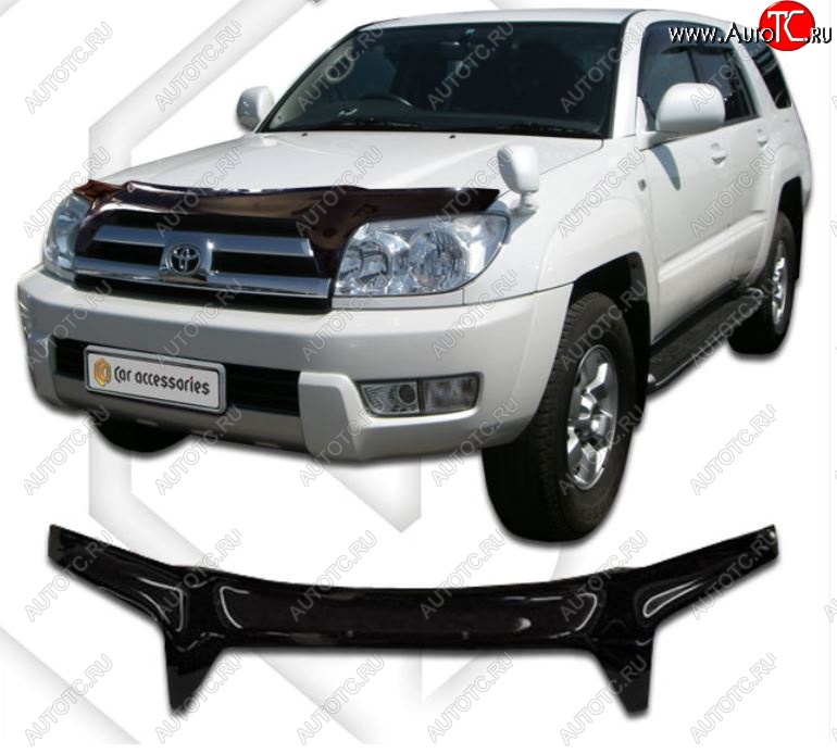 2 799 р. Дефлектор капота (N215) CA-Plastiс Toyota Hilux Surf N210 дорестайлинг (2002-2005) (Classic черный, Без надписи)  с доставкой в г. Самара