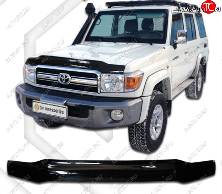 2 159 р. Дефлектор капота (76 кузов) CA-Plastic Toyota Land Cruiser 70 3 дв. 3-ий рестайлинг (2007-2023) (серия Classic черный, Без надписи)  с доставкой в г. Самара