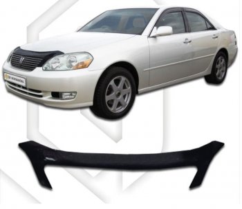 2 199 р. Дефлектор капота CA-Plastiс  Toyota Mark 2  X110 (2000-2002) седан дорестайлинг (серия Classic черный, Без надписи)  с доставкой в г. Самара. Увеличить фотографию 2