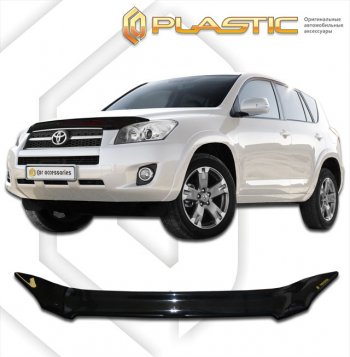 2 159 р. Дефлектор капота CA Plastic Toyota RAV4 XA30 5 дв. 1-ый рестайлинг (2008-2010) (серия Classic черный, Без надписи)  с доставкой в г. Самара. Увеличить фотографию 2