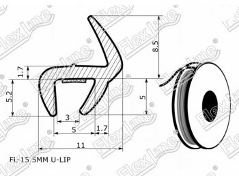 197 р. Универсальный уплотнитель FlexLine (15.5 mm U-LIP, клеевая основа) Mercedes-Benz GLK class X204 рестайлинг (2012-2015)  с доставкой в г. Самара. Увеличить фотографию 3