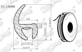 195 р. Универсальный уплотнитель FlexLine (18 mm, 1 погонный метр) Ford Galaxy CK,CD390 дорестайлинг (2014-2019)  с доставкой в г. Самара. Увеличить фотографию 2