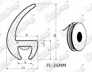 239 р. Универсальный уплотнитель FlexLine (26 mm, 1 погонный метр) Mercedes-Benz GLK class X204 рестайлинг (2012-2015)  с доставкой в г. Самара. Увеличить фотографию 2