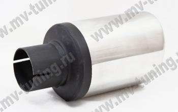 5 399 р. Универсальная насадка на глушитель (Ø100mm, скошенная, перфорированная) MV-TUNING Лада 2112 купе (2002-2009)  с доставкой в г. Самара. Увеличить фотографию 3
