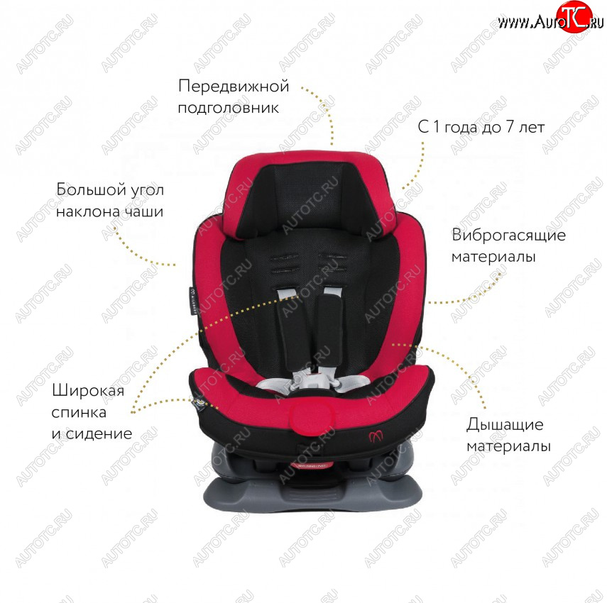 22 699 р. Кресло детское автомобильное Swing Moon (группа 1/2, 1-7 лет/9-25 кг/70-120 см)   (Цвет: черный с красным)  с доставкой в г. Самара
