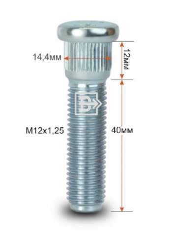 Забивная шпилька 40.0 мм ступицы колеса Вектор M12x1.25 x 40.0 Daewoo Damas (2005-2015) 