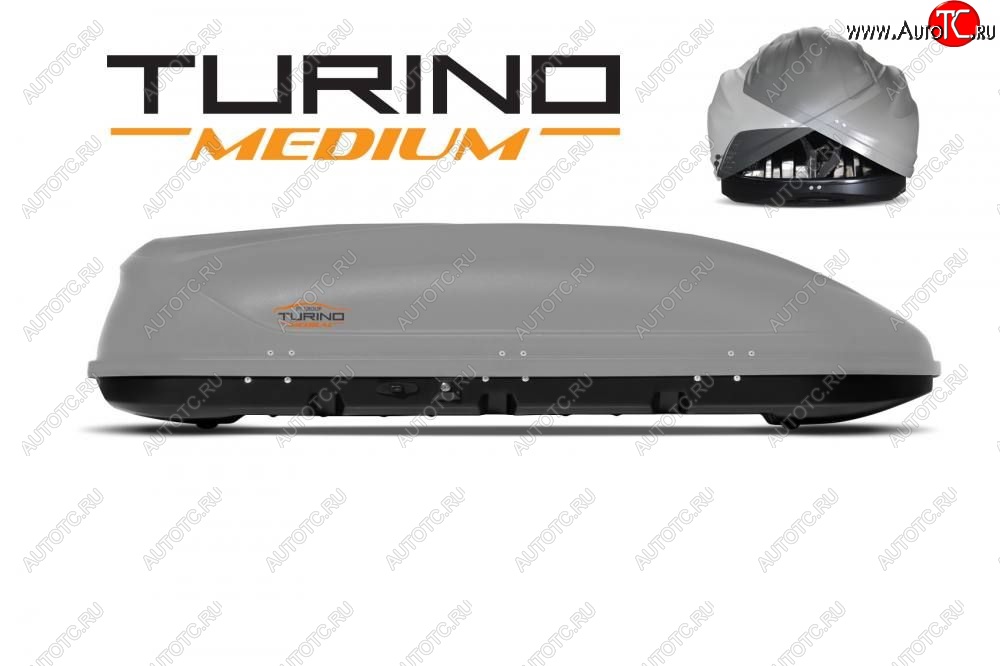 25 149 р. Автобокс PT GROUP (460л., 191х79х46 см, двустороннее открывание) Turino Medium серый Daewoo Kalos (2002-2008) (Серый)  с доставкой в г. Самара
