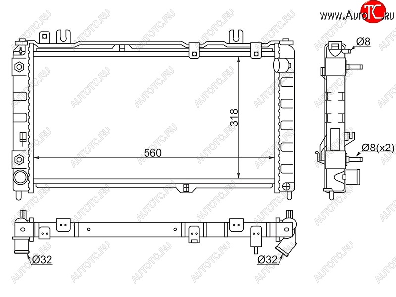 5 349 р. Радиатор двигателя (трубчатый, МКПП/АКПП) SAT Datsun mi-DO хэтчбэк (2014-2021)  с доставкой в г. Самара