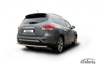 12 869 р. Защита заднего бампера Arbori (нержавейка, 1 труба d57 mm). Nissan Pathfinder R52 дорестайлинг (2012-2017)  с доставкой в г. Самара. Увеличить фотографию 2