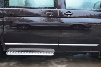 14 449 р. Широкая защита порогов с трубой d42 мм SLITKOFF v2 Volkswagen Transporter T5 рестайлинг (2009-2015)  с доставкой в г. Самара. Увеличить фотографию 4