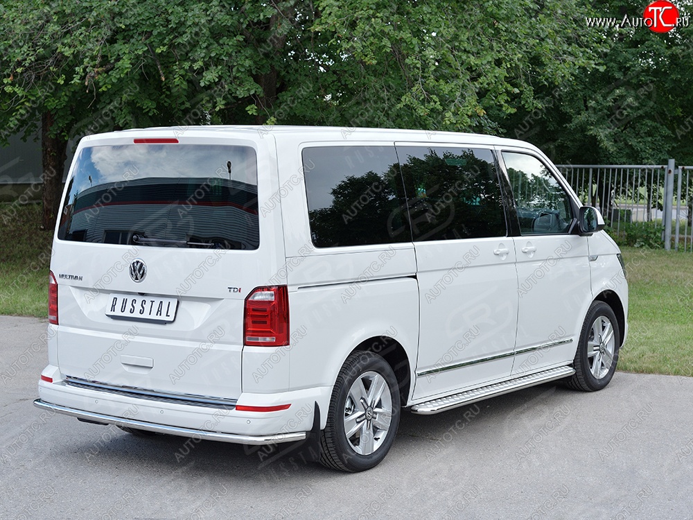 15 999 р. Защита заднего бампера (Ø42 мм, нержавейка, длинная версия) SLITKOFF Volkswagen Multivan T6 дорестайлинг (2016-2019)  с доставкой в г. Самара