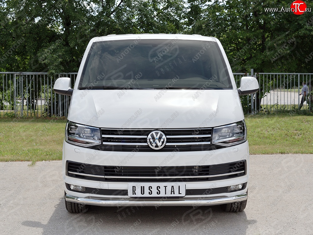17 499 р. Защита переднего бампера (Ø63 мм, нержавейка, короткая база) SLITKOFF Volkswagen Multivan T6 дорестайлинг (2016-2019)  с доставкой в г. Самара