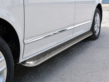 22 699 р. Левая широкая защита порогов с трубой диаметром 42 мм SLITKOFF Volkswagen Multivan T6 дорестайлинг (2016-2019)  с доставкой в г. Самара. Увеличить фотографию 2