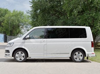 12 749 р. Правая защита порогов SLITKOFF из круглой трубы d63 мм v2 Volkswagen Multivan T6 дорестайлинг (2016-2019)  с доставкой в г. Самара. Увеличить фотографию 2