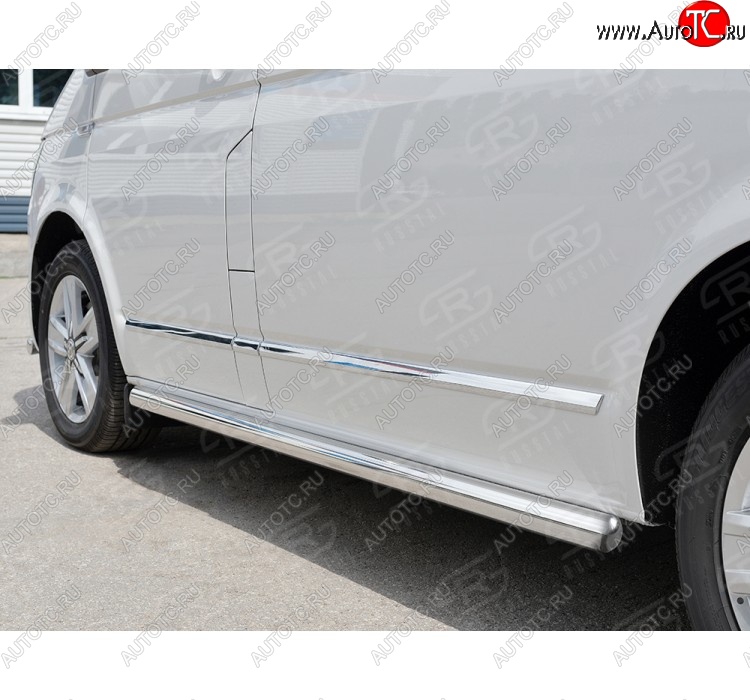 13 549 р. Правая защита порогов SLITKOFF из круглой трубы d63 мм v3 Volkswagen Multivan T6 дорестайлинг (2016-2019)  с доставкой в г. Самара