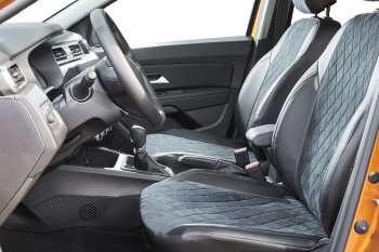 Чехлы для сидений Seintex Ромб Алькантара (со столиками) Volkswagen Tiguan  NF (2006-2017) дорестайлинг, рестайлинг (Цвет: черный)