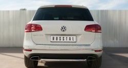 Одинарная защита заднего бампера диаметром 63 мм SLITKOFF Volkswagen Touareg 2 NF рестайлинг (2014-2018)